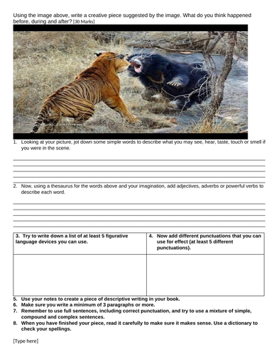 Tiger and bear fight creative writing with prompt