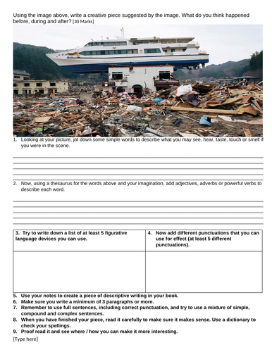 Tsunami creative writing with prompt