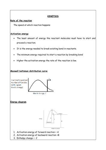 GCE/IAL CHEMISTRY UNIT 2 - KINETICS