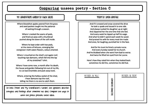 AQA GCSE 9-1 English Literature Section C Comparison Question