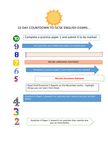 10 day countdown to GCSE English Language