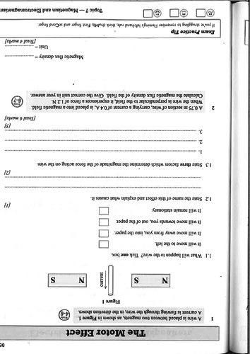 motor effect and Fleming left hand rule new spec