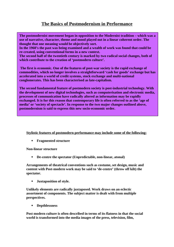 Postmodernism in performance