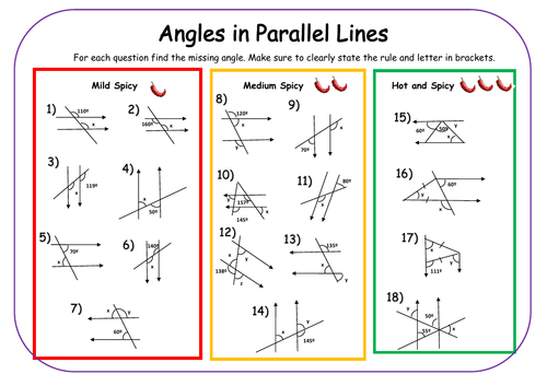 Angles In Parallel Lines Differentiated Worksheet By Sabmer Teaching Resources Tes 2889