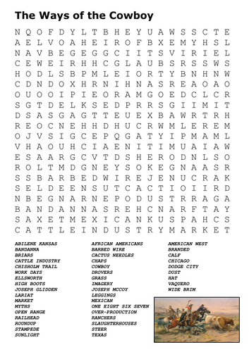 The Ways of the Cowboy Word Search