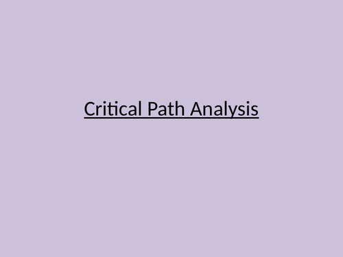 Critical Path Analysis