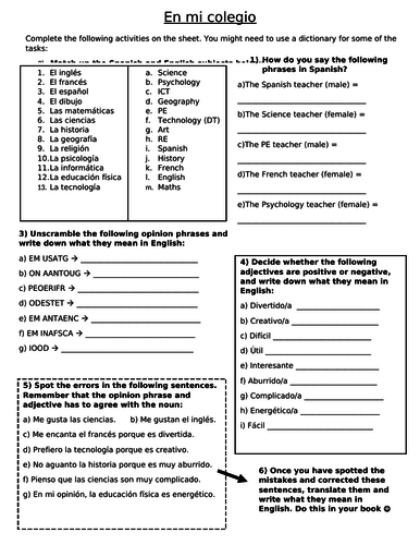 KS3 School Worksheet (ideal cover work)