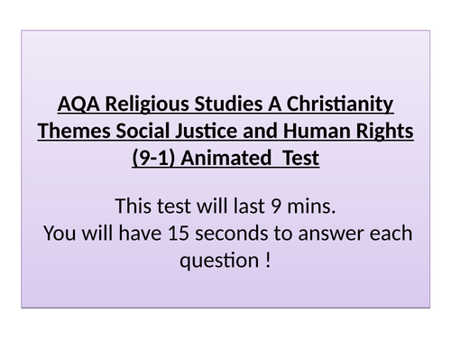 Christianity AQA Specification A (9-1) Social Justice and human rights Animated Quiz