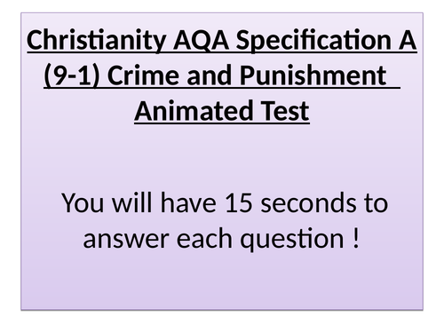 Christianity AQA specification A (9-1) Crime and Punishment. Animated quiz
