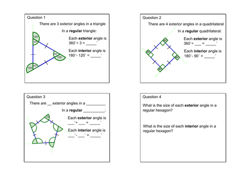 Exterior angles in regular polygons for low ability students (support)