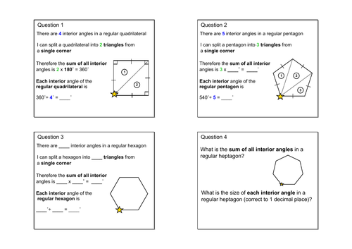 Sum Of Interior Angles In Regular Polygons For Low Ability