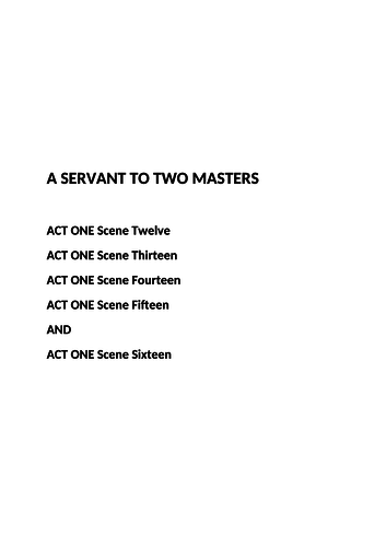 AQA 'A' level Drama and Theatre - "A Servant to Two Masters"