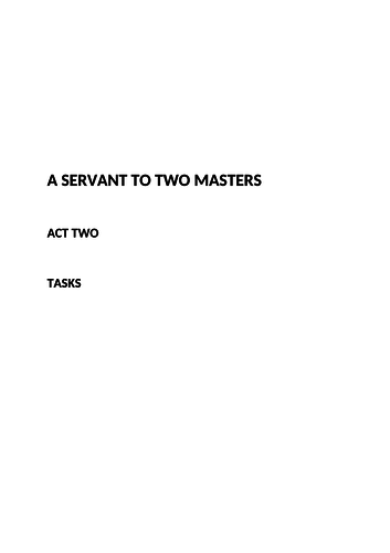 AQA 'A Level Drama and Theatre "A Servant to Two Masters" Act Two