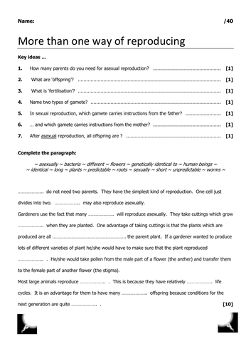 Sexual and Asexual Reproduction Comparison (GCSE)