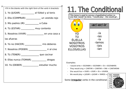 SPANISH GCSE TWO YEAR GRAMMAR BOOKLET CONDITIONAL SECTION