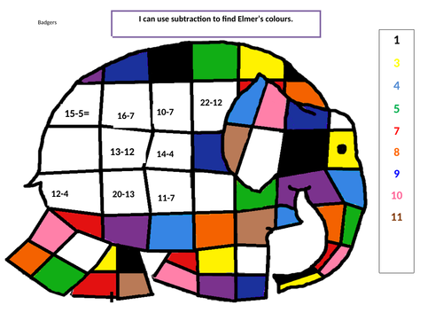 Elmer colour by subtraction.