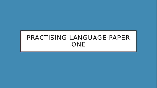 AQA GCSE Lang Paper One Reading Practice | Teaching Resources