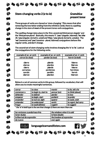 Stem-changing verbs 2 (e to ie)