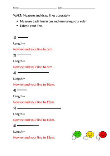 Length: Measuring lines in cm and mm