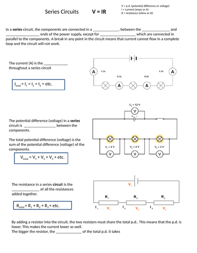 Series And Parallel Circuits Worksheet Ks3