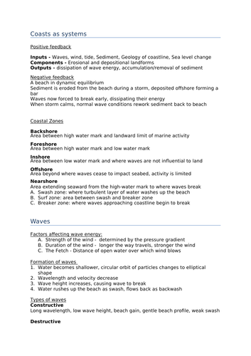 NEW A-level geography - Coastal Systems and Landscapes, physical geog