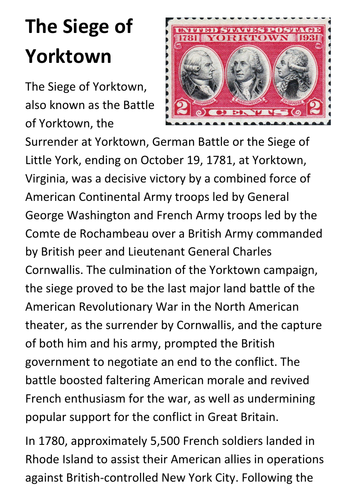The Siege of Yorktown Handout
