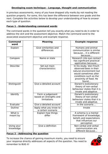 AQA GCSE NEW SPEC - Lang, thought and comm - Exam technique/revision lesson
