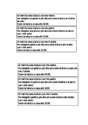 Italiano KS4 revision participio passato high frequency verbs