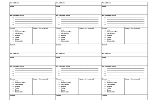 Romeo and Juliet sequencing worksheet | Teaching Resources
