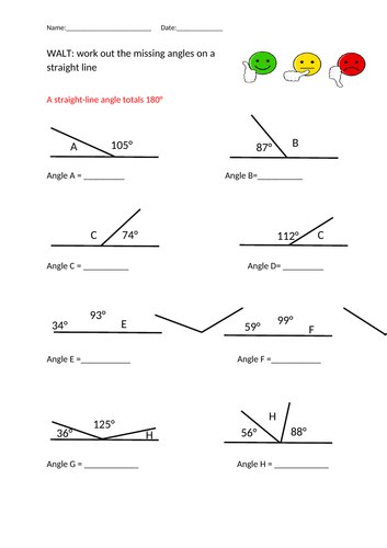 Angles fact sheet and straight line