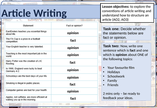 Year 9 Lessons - Writing to Argue and Persuade - Articles and Speeches