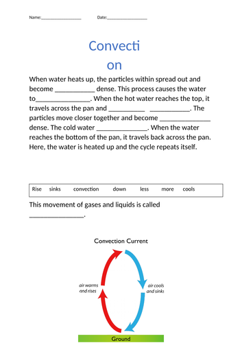 Convection Worksheet and experiment