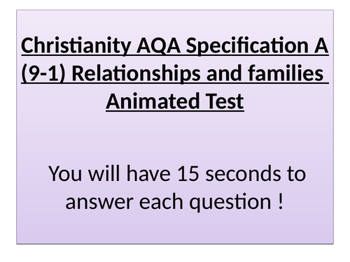 Christianity AQA Specification A ( 9-1) Thematic Paper Animated revision Quizzes