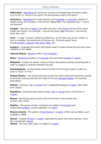 Poetry Glossary