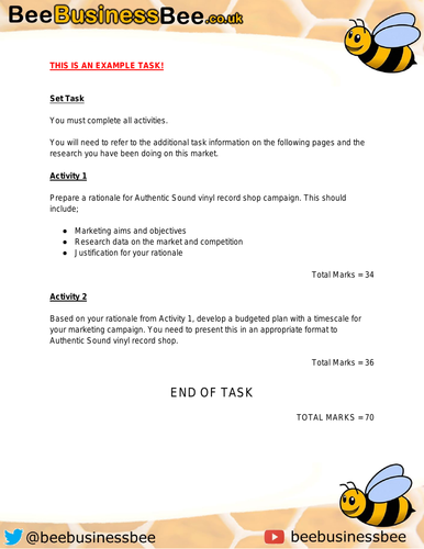 BTEC Unit 2 Developing a Marketing Campaign May 2018 - Example Assessment Task