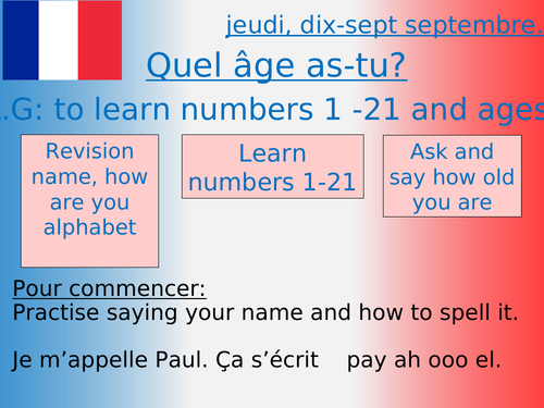 French Accès Studio Unit 2. Counting to 21. Saying how old you are