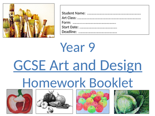 Year 9 Art Homework Booklet Natural Forms Teaching Resources