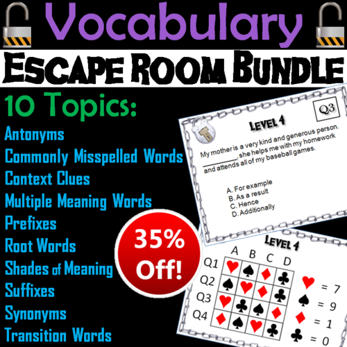 Vocabulary Escape Room: ELA Bundle