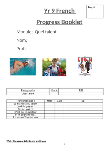 Studio 2 J'ai du talent French KS3 skills booklet