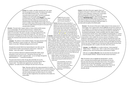 Venn comparison of Poppies and War Photographer