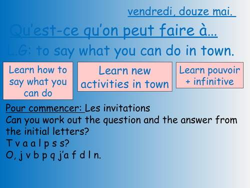 French studio 1 module 4 unit 5 qu'est-ce qu'on peut faire?