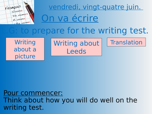 French studio 1end of year writing assessment