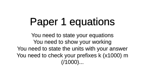 AQA Physics equations for Paper 1