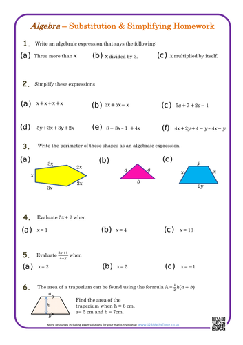 Collecting like terms, simplifying, substitution. + Includes Solutions.