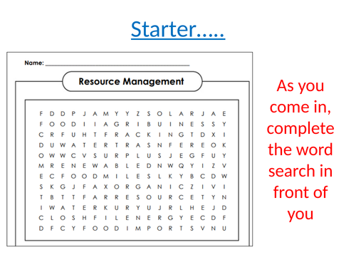 Resource management - Lesson 5 - Energy use in the UK - AQA GCSE