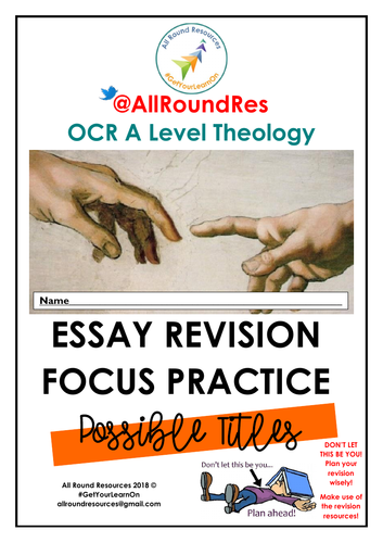 OCR A Level Theology: Essay Question Practice Booklet! #GetYourLearnOn