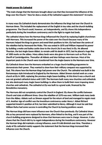 AQA Normans - Ely Cathedral model answer