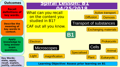 Biology B1 Cells Revision Independent Graded Activity