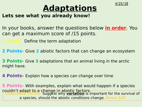 Adaptations and variation