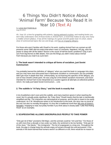 Edexcel IGCSE English B (9-1) - Text comparison (Inspired by Animal Farm)